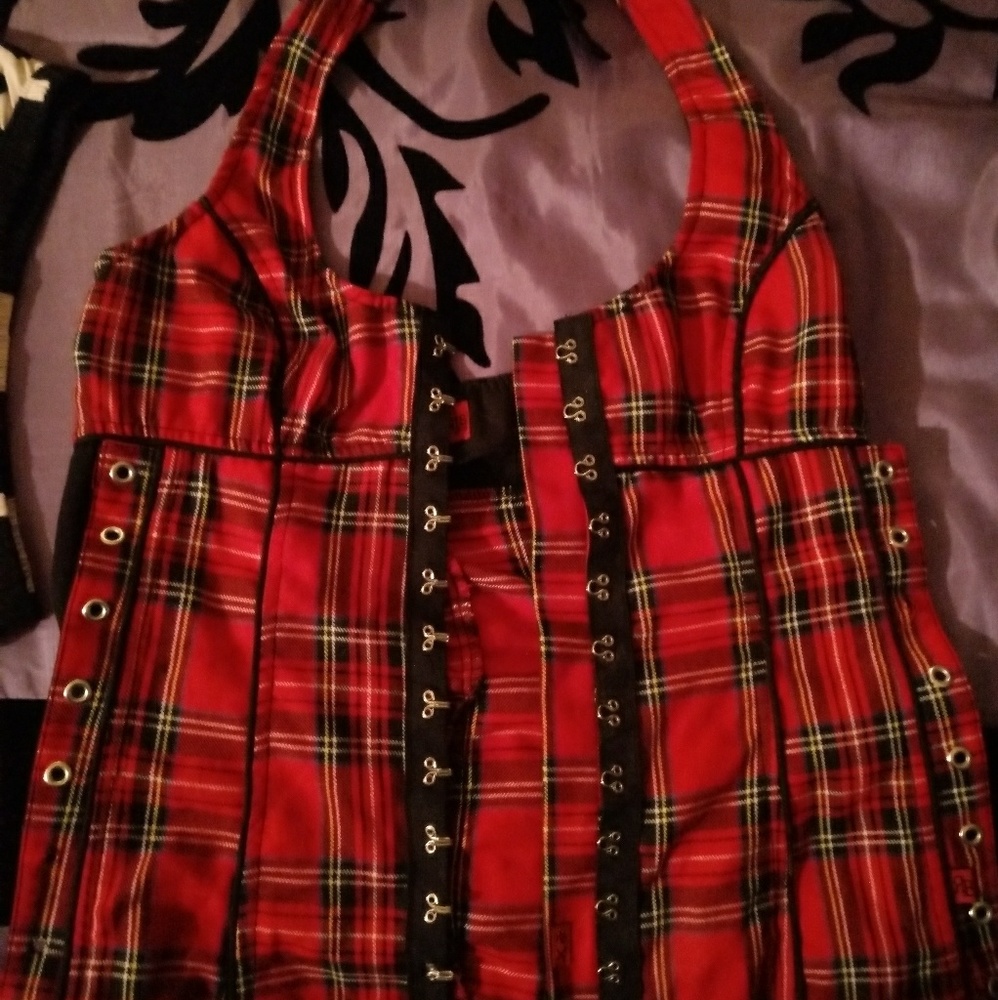 Royal bones plaid halter top
